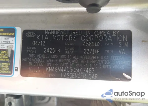 2012 Kia Optima Hybrid Ex from USA, damaged, VIN KNAGM4AD5C5017487